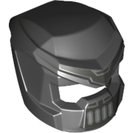 Minifig Mech Helmet with Open Visor, Mouth Grill and Silver Markings Print