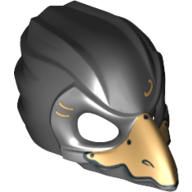 Minifig Mask Bird (Raven) with Gold Beak and Gold Markings Print
