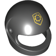 Minifig Standard Helmet with Yellow Badge with Minifig Head Print