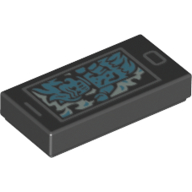 Tile 1 x 2 with Cell Phone and Medium Azure Ghost Print