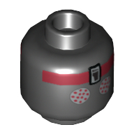 Minifig Head Foot Soldier, Silver Eyes with Red Dots, Dark Red Headband Print [Hollow Stud]