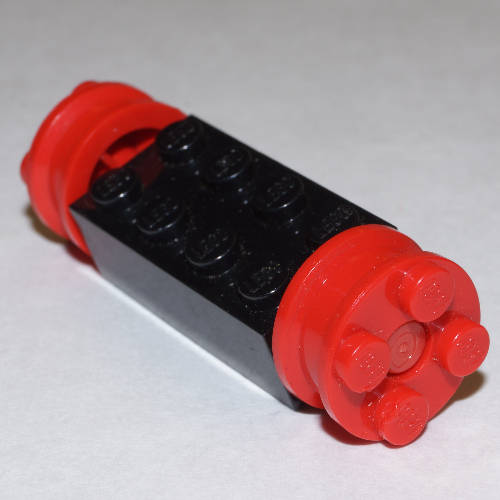Brick, Modified 2 x 4 with Wheels, Freestyle Red