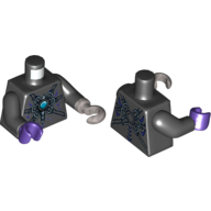 Torso Armour with Dark Bluish Gray Belts, Star and Blue Chi Jewel Print, Black Arms, Dark Purple Hand Right, Flat Silver Hook Left