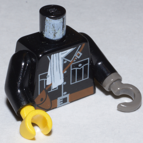 Torso Jacket, White Scarf, Brown Belt Print, Black Arms, Yellow Hand Right, Dark Gray Hook Left
