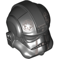 Minifig Helmet AT-AT / Tie Pilot, Silver Imperial Logo and Trim Print
