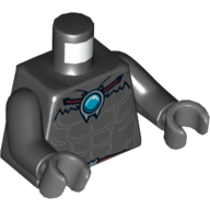Torso Muscles and Chi Orb Print, Black Arms, Dark Bluish Gray Hands