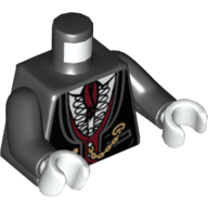 Torso Jacket Formal with Dark Red Vest and Cravat Print, Black Arms, White Hands