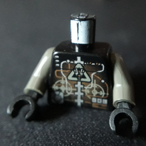 Torso Insectoids Droid Silver and Copper Circuitry Print, Dark Gray Arms, Black Hands