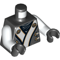 Torso Robe with White and Gold Details Print, White Arms, Black Hands