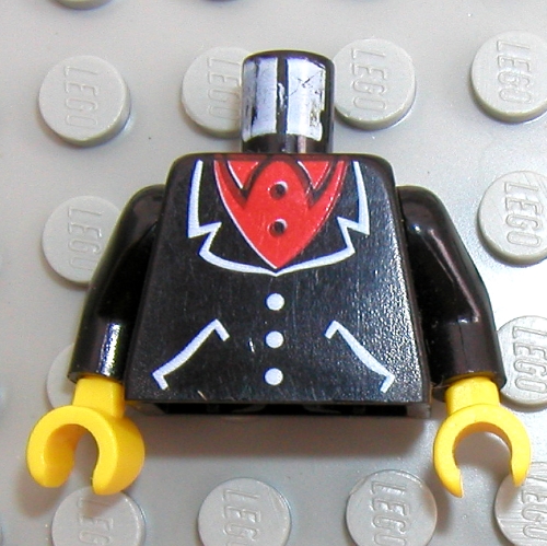 Torso Suit and Red Shirt Print / Black Arms / Yellow Hands