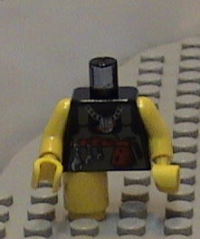 Torso Alpha Team Logo on Necklace, Dk. Gray Vest, Tools Print / Yellow Arms / Yellow Hands