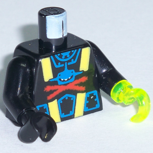 Torso Aquazone Aquashark Blue Shark with Red X Print / Black Arms / Black Hand Right / Trans-Neon Green Hook Left