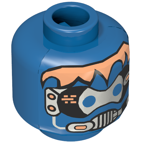 Minifig Head Insectoid, Silver Hair, Blue Eyes, Breathing Mask Print [Blocked Open Stud]