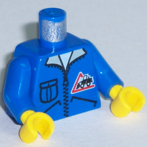 Torso Jacket with Bulldozer Logo, Zipper, Pocket Print (Lorry Driver), Blue Arms, Yellow Hands (azul esta escuro pelo tempo)