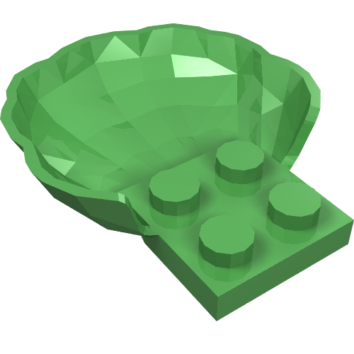 Animal Body Part, Clam / Scallop Half Shell with 4 Studs