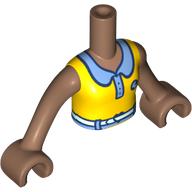 Minidoll Torso Girl with Yellow Shirt, Medium Blue Collar, Button, White Belt print, Medium Brown Arms and Hands