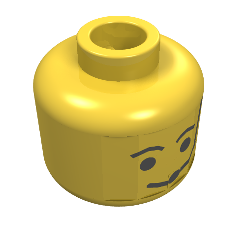 Minifig Head Rebel Pilot, Eyebrows and Headset Print [Blocked Open Stud]