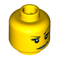 Minifig Head Intergalactic Girl, Arched Eyebrows, Eyelashes, Smirk with Silver Lips Print [Blocked Open Stud]