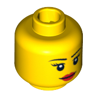 Minifig Head, Thin Eyebrows, Eyelashes, White Pupils, Red Lips Smile Print [Blocked Open Stud]