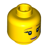 Minifig Head Fairy, Brown Eyebrows, Eyelashes, Pink Lips and White Flower Print [Blocked Open Stud]