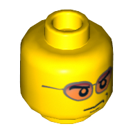Minifig Head Glasses with Orange Sunglasses and Smirk Print [Hollow Stud]