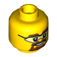 Minifig Head, Safety Goggles, Brown Eyebrows and Goatee Print [Hollow Stud]