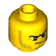 Minifig Head Buffer / Pirate / Knight, Stubble, Eyebrows and Scowl Print [Hollow Stud]