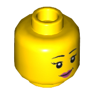 Minifig Head Juno, Eyebrows, Pink Lips, Eyelashes / Sunglasses with Purple Frames Print