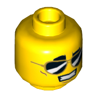 Minifig Head, Reflective Sunglasses, Smile with Teeth / White Pupils Print