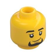 Minifig Head, Thick Eyebrows, Goatee, Smile Print