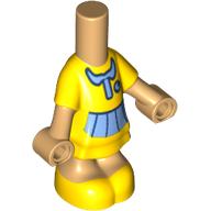 Microdoll Body Short Dress with Yellow Dress, Medium Blue Trim, Warm Tan Arms and Legs