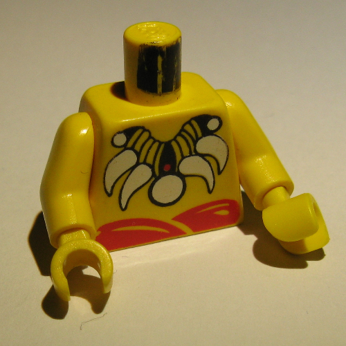 Torso Bare Chest with Bone Necklace Print, Yellow Arms and Hands