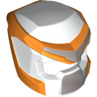 Minifig Helmet, Mech with Open Visor Small and Orange and Silver Markings Print