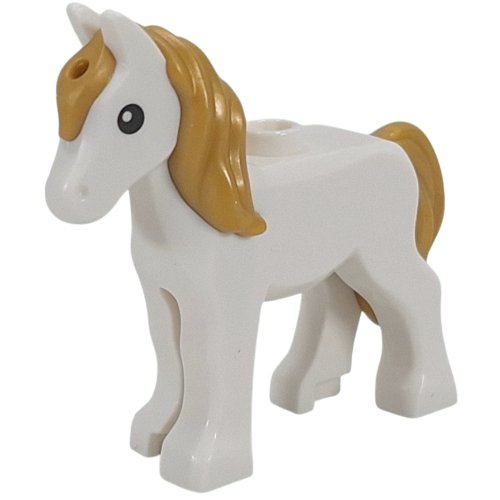 Animal, Foal, Long Mane Pearl Gold with Black Eyes print