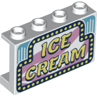 Panel 1 x 4 x 2 with Side Supports - Hollow Studs with 'Ice Cream' print
