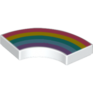 Tile 2 x 2 Curved, Macaroni with Coral/Yellow/Dark Turquoise/Medium Blue/Lavender Rainbow Print