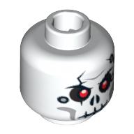 Minifig Head Chopov, Cracked Skull with Holes, Red Holes Print [Blocked Open Stud]