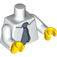 Torso Shirt, with Sand Blue Tie Print, White Arms, Yellow Hands