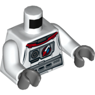 Torso Spacesuit Silver Belt and Chest Piece with Space Shuttle Logo, Front and Back Print, White Arms, Dark Bluish Gray Hands