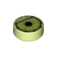 Tile Round 1 x 1 with Monster Eye Print