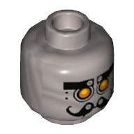 Minifig Head Chef Eclair, Yellow Robot Eyes, Curly Moustache Print [Hollow Stud]