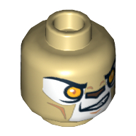 Minifig Head Dual Sided Chi Lion Face Grin / Determined Print [Laval] [Hollow Stud]