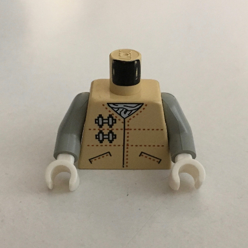 Torso Hoth Rebel Uniform, Brown Dotted Lines and Pockets Print, Light Gray Arms, White Hands