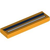 Tile 1 x 4 with White and Dark Blue Stripes print