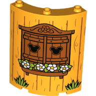 Panel 4 x 4 x 6 Quarter Cylinder with Wooden Wall and Window, Shutters, Flowers print