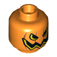 Minifig Head Pumpkin, Jack O' Lantern with Open Semicircular Eyes with Vertical Lines on Back Print