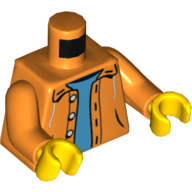Torso Jacket with Hood over Light Blue Sweater Print, Orange Arms, Yellow Hands
