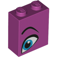Brick 1 x 2 x 2 with Blue Eye, Eyebrow Right print