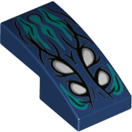 Slope Curved 2 x 1 No Studs with 4 White Eyes, Dark Turquoise Flames print