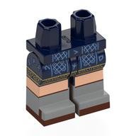 Hips with Dark Blue Legs and Light Bluish Gray Boots Pattern with Sand Blue Runes, Gold Decorations, Light Nougat Knees, Dark Brown Sandals print